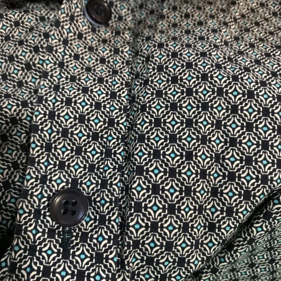 Tasso Elba Men's Dress Shirt Button Up Blue Print M (15-15.5) - Picture 5 of 5